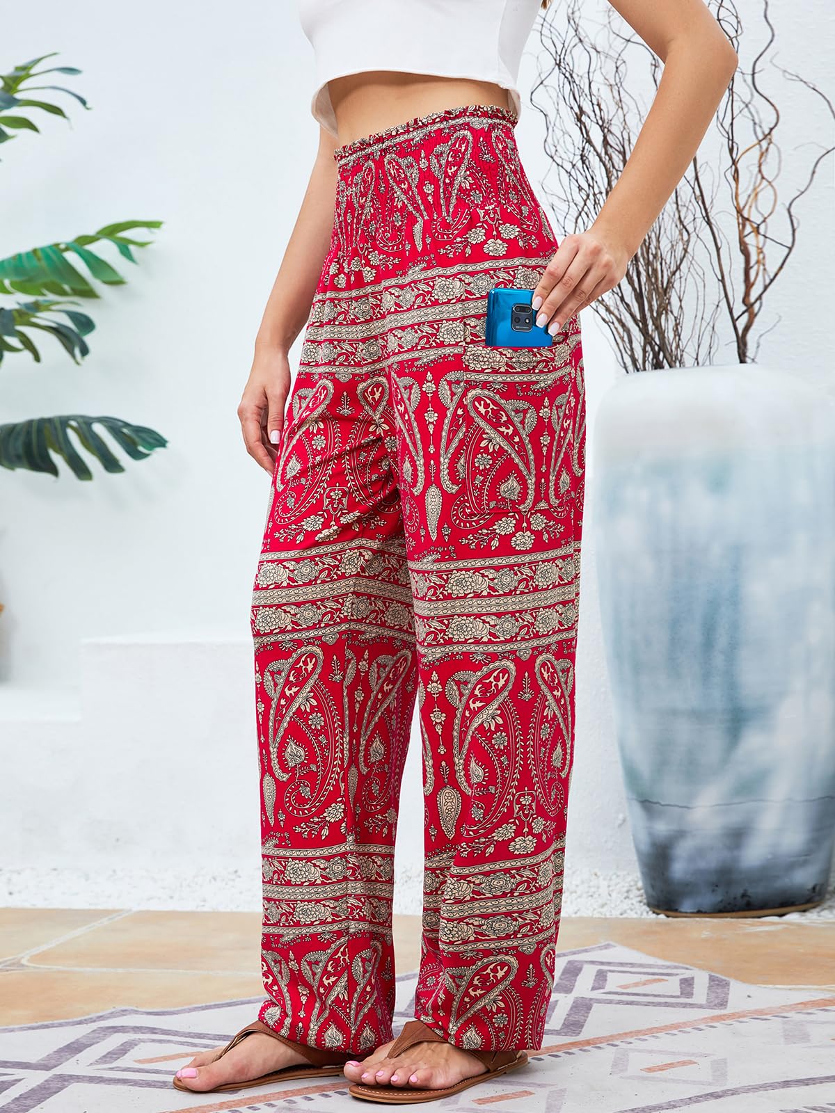 Qianxizhan Women's Harem Pants High-Waist Yoga Boho - Style 70