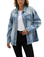 Omoone Women's Oversized Mid Long Denim Jacket Jean Biker Coat (0199-sky Blue-s)