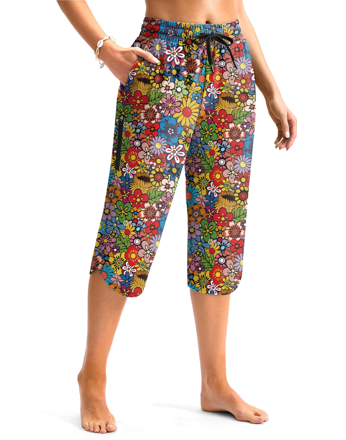 Viodia Women's 18" Modest Swim Capris Pants With Pockets Kaleidoscope
