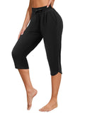 ATTRACO Swim Capris with Drawstring Quick Dry Swim Pants Black M