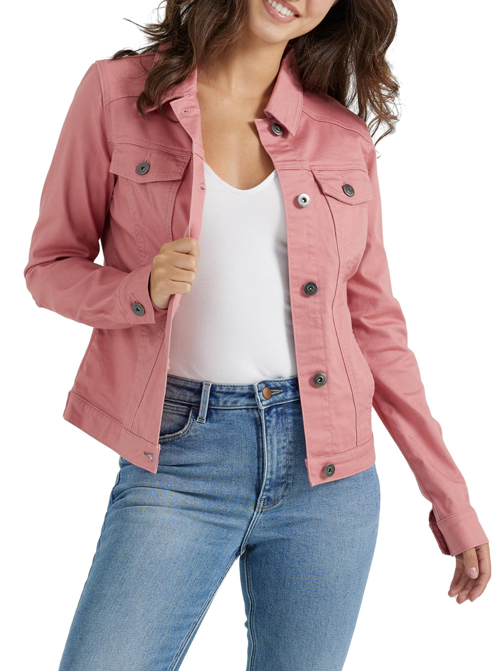 Wrangler Authentics Women's Stretch Denim Jacket, Dusty Rose, Medium