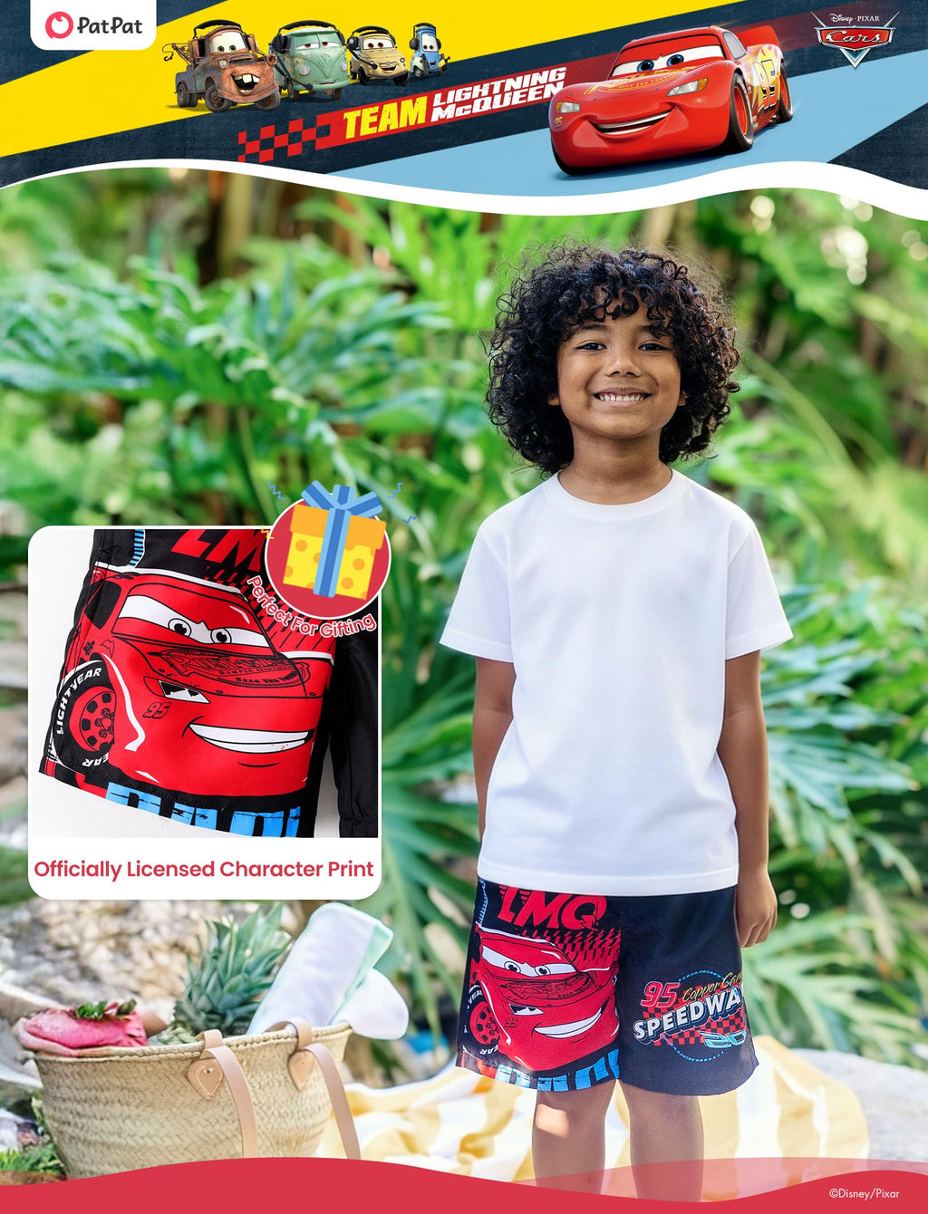 Disney Rash Guard Swim Trunks Cars Swimming Trunks Lightning Mcqueen Compression Liner Swim Shorts Little Boys Swimwear Side Pockets UPF 50+ Black Board Short Surf Bathing Suit Kids Swimsuit 4-5 Years