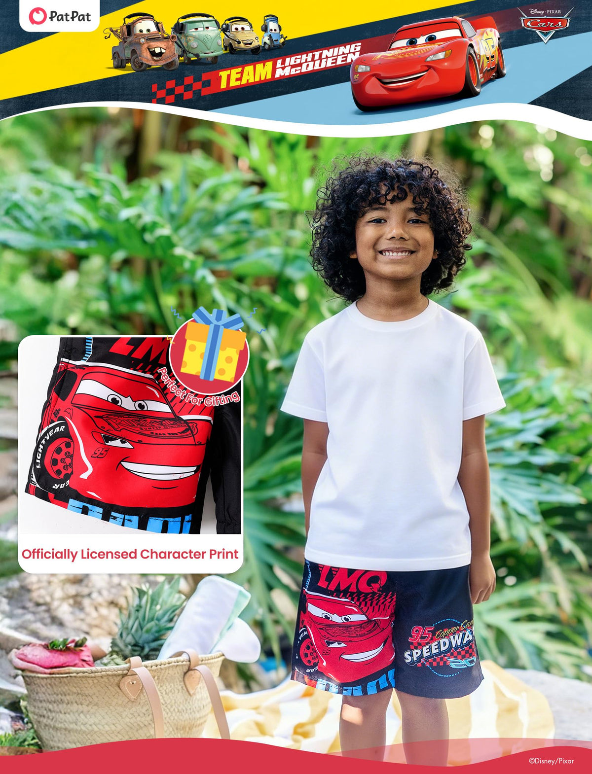 Disney Rash Guard Swim Trunks Cars Swimming Trunks Lightning Mcqueen Compression Liner Swim Shorts Little Boys Swimwear Side Pockets UPF 50+ Black Board Short Surf Bathing Suit Kids Swimsuit 4-5 Years