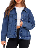 Glamaker Womens Fall Fashion Denim Jacket Coat Casual Long Sleeve Jean For Women Trendy (denim Blue XL)