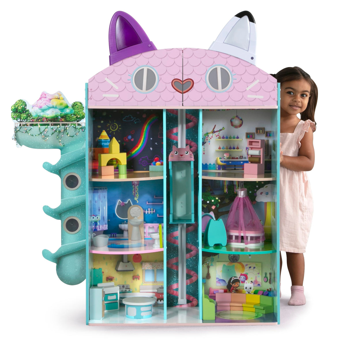 Gabby’s Dollhouse Purrfect Playhouse by Delta Children – Features Sounds & Light Up Ear - Includes 20 Accessories - Fits 8-inch Dolls - Pretend Play Dream Gift for Ages 3