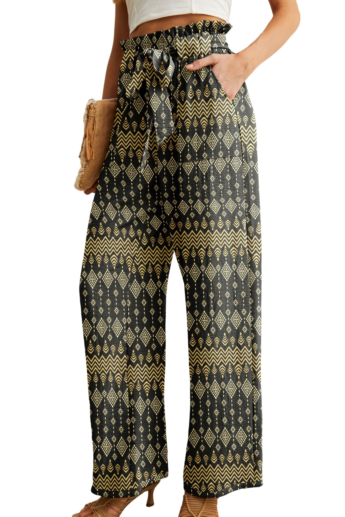 Iwollence Unique Adjustable Knot Palazzo Pants Women - Style 12