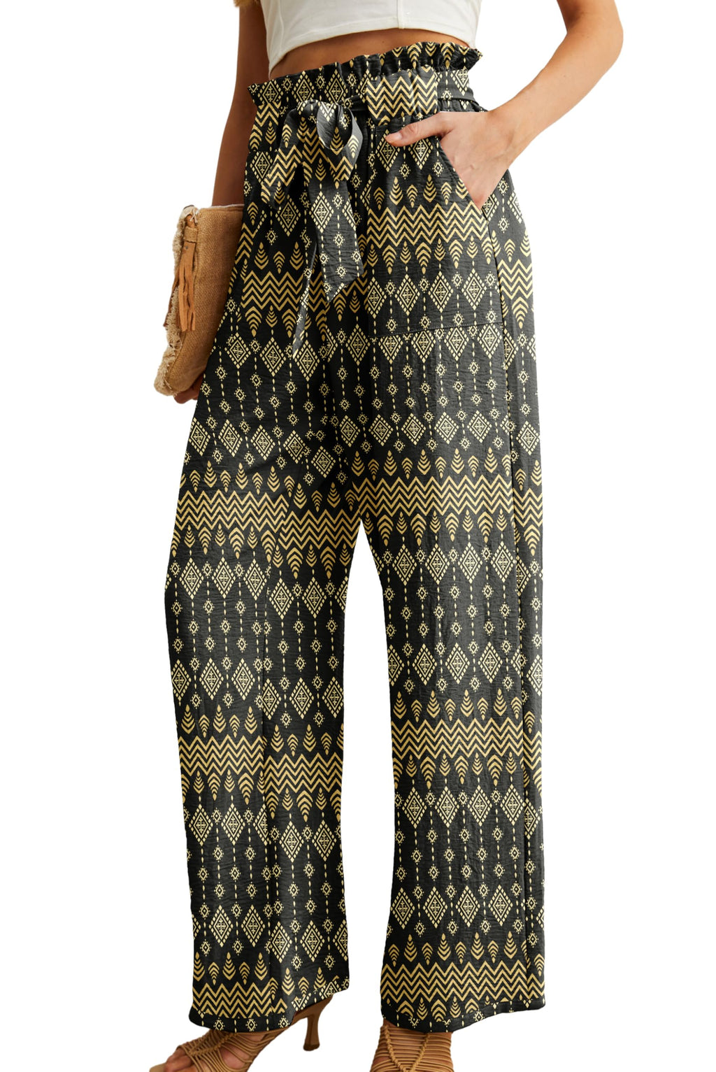 Iwollence Unique Adjustable Knot Palazzo Pants Women - Style 27