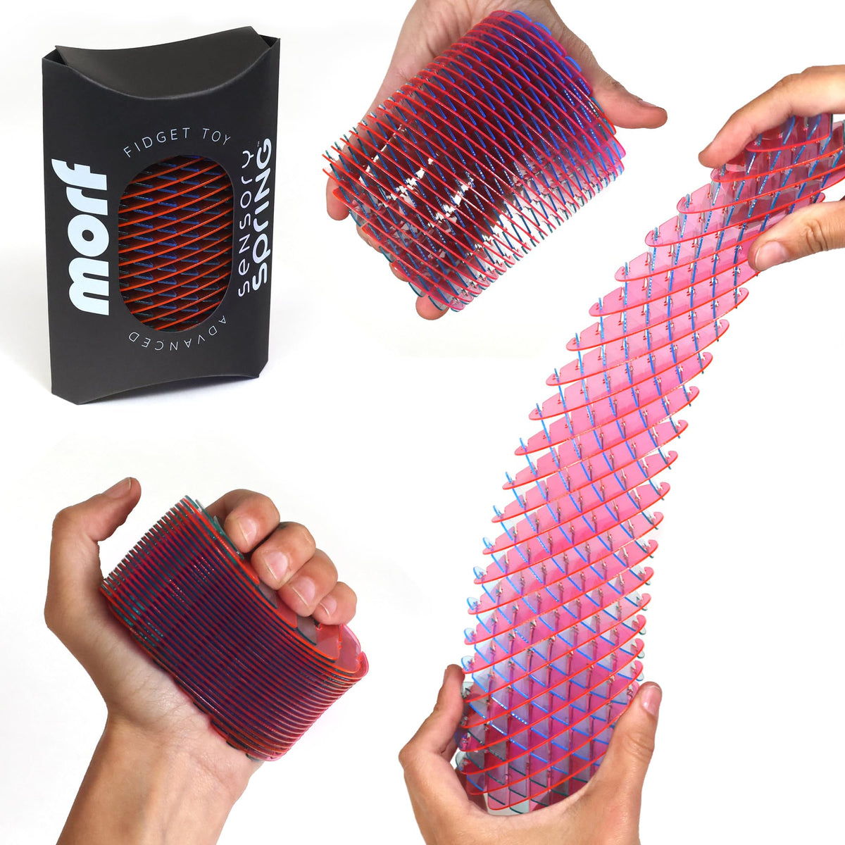 Morf Fidget Sensory Spring Berry – 3D Slug Spring Toy for Kids, Teens, and Adults - Stretchy, Quiet, Stress and Anxiety Relief, Focus - for Play, School, Work Gifts, Great for Classroom, Office