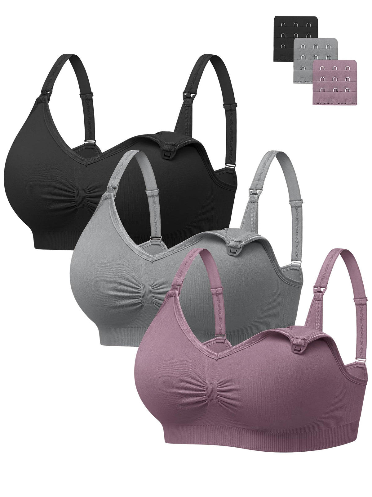 Angelhood Women's Seamless Sleep ,breastfeeding with Remove Pads Extenders Pack of 3 Nursing Bra