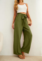 Iwollence Women High-Waist Adjustable Knot Palazzo Pants Lightweight