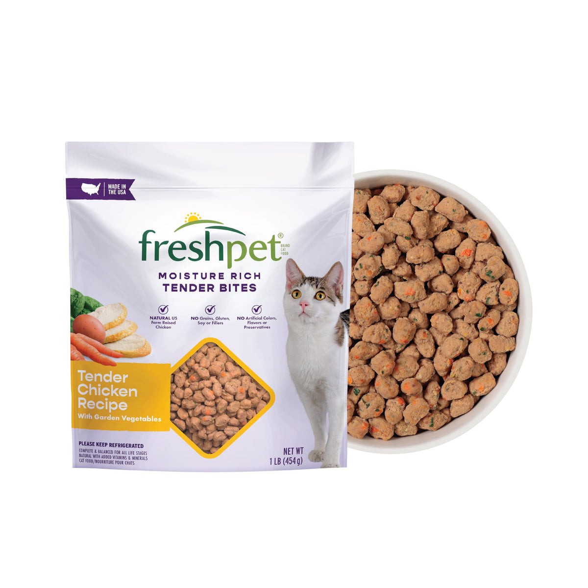 Fresh Pet Select Roasted Refrigerated Meals for Cats Chicken With Carrots and Spinach Recipe, 1 lb