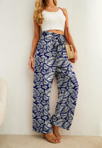 Iwollence Women Flowy Palazzo Pants Adjustable Knot - Size X-Small