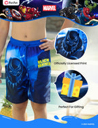 Disney Bathing Suit Marvel Boys Swim Short Avengers Rash Guard Swim Trunks Superhero Swimming Trunk Black Panther Beach Cloth Toddler Swimsuit UPF 50+ Surf Swimwear Black Pool Board Shorts 4-5 Years