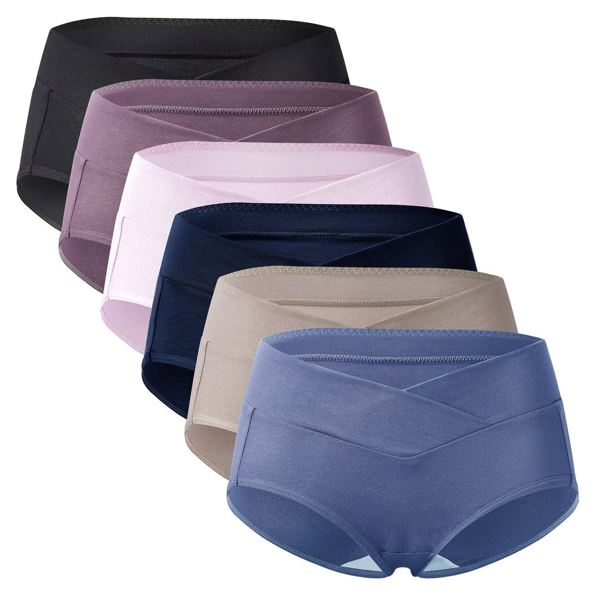 Mama Cotton Women's's Under The Bump Maternity Pregnancy Postpartum (color-multicolor-b 6 Pack, Size-m) Panties