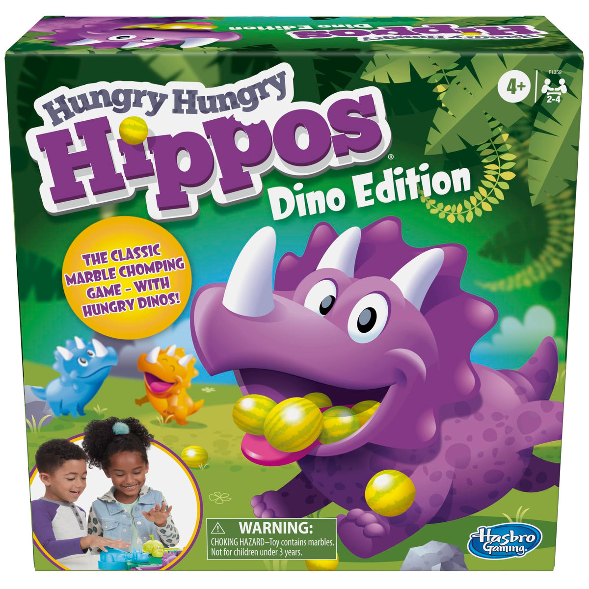 Hasbro Gaming Hungry Hungry Hippos Dino Edition Board Game, Pre-School Game for Ages 4 and Up; for 2 to 4 Players (Fanci Exclusive)
