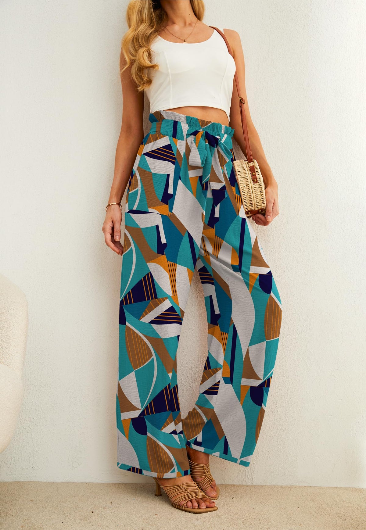 Iwollence Unique Adjustable Knot Palazzo Pants Women - 33 Colorful