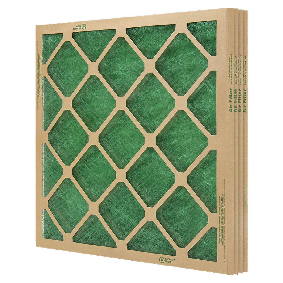 4-Pack 16" x 20" x 1" Nested Fiberglass MERV 1 Air Filter