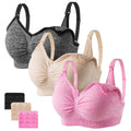 Angelhood Women's Seamless Sleep ,breastfeeding with Remove Pads Extenders Pack of 3, Black/nude/pink, Xx-large Nursing Bra