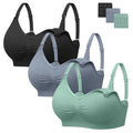 Angelhood Women's Seamless Sleep ,breastfeeding with Remove Pads Extenders Pack of 3 Nursing Bra