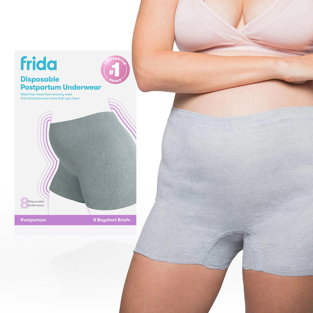 Women's Frida Mom 8pc Postpartum Disposable Size M/l Boyshorts
