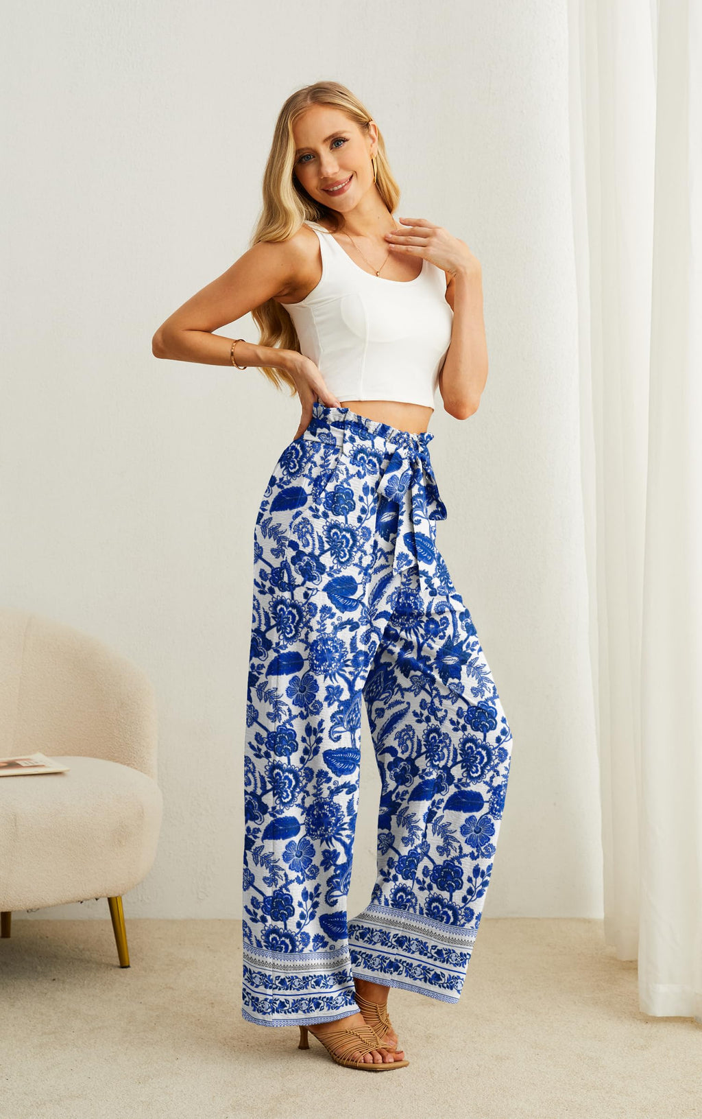 Iwollence Wollence Lightweight Stretch Palazzo Pants Women - Style 11