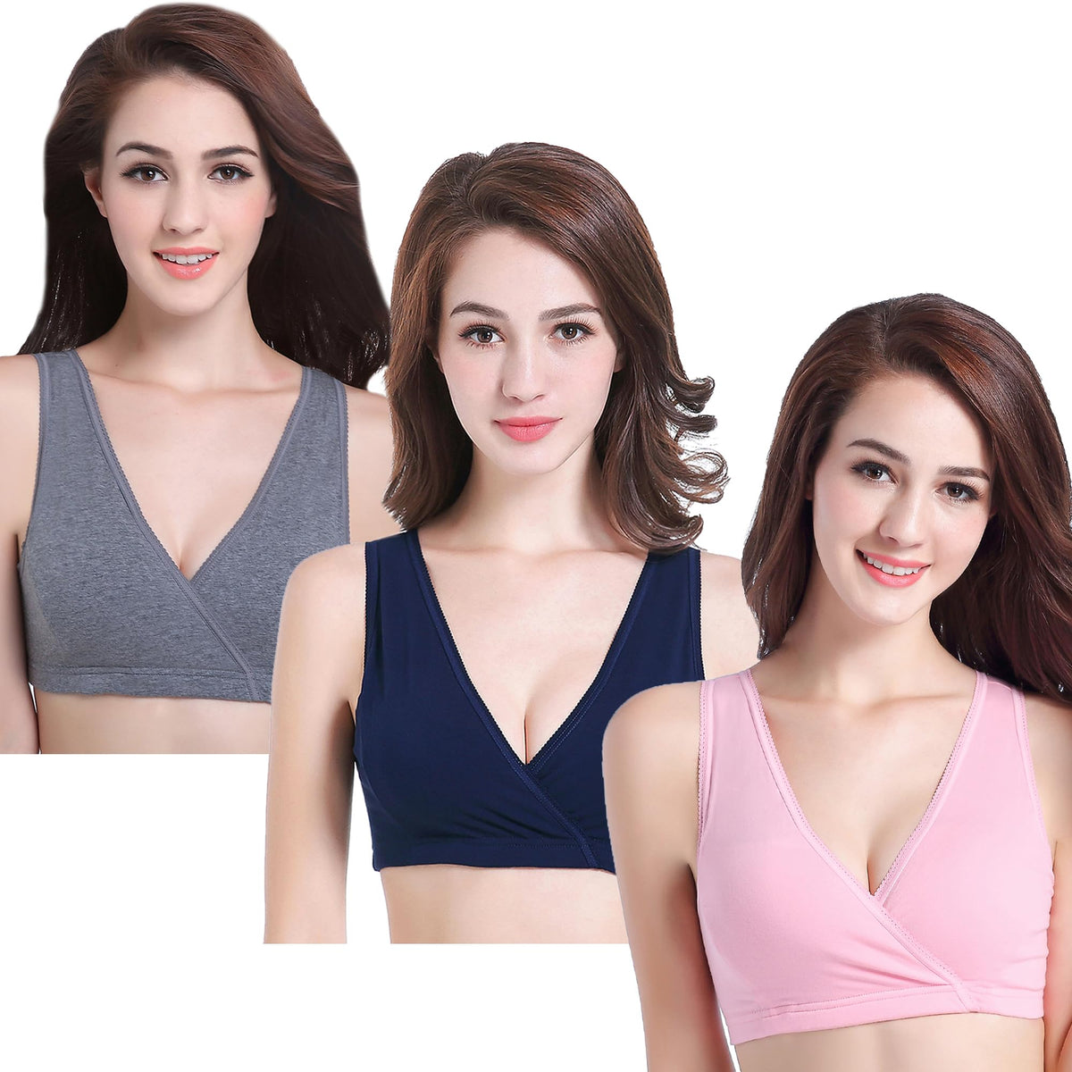 Women's Cakye 3 Pack Maternity Nursing Sleep Breastfeeding Cotton Bralette