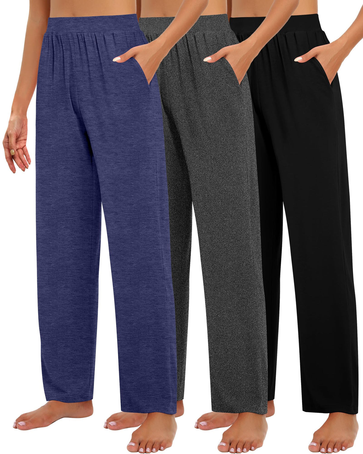 Huukeay 3 Pack Women's Lounge Pants Cozy Sweatpants Medium - Style 2