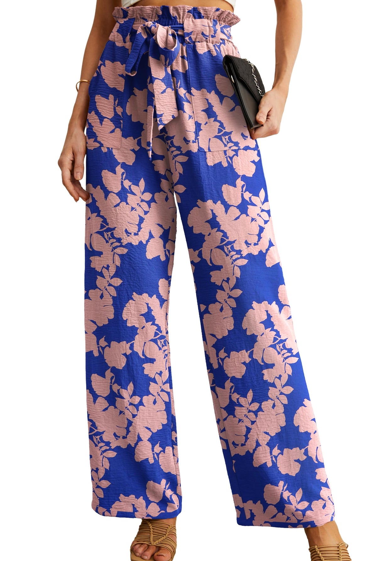 Iwollence Wollence Lightweight Stretch Palazzo Pants - 38 Blue Pink