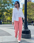 Promover Wide-Leg Pants For Women With Pockets High-Waist Pink S Tall