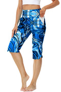 AOBUTE Women's Swim Capri Pants SPF Water Swimming Tights High Waisted Long Biker Shorts with Pockets S