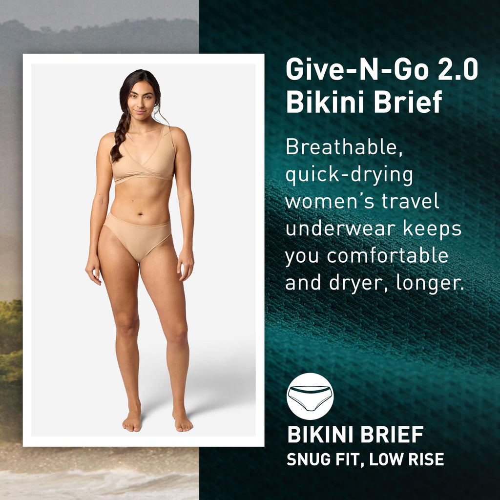 ExOfficio Women's Give-N-Go 2.0 Bikini Brief - Breathable and Quick-Dry Women's Underwear, Cafe, XX-Large