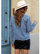 Luvamia Light Weight Jean Jacket For Women Jeans Shacket Dark Denim Lightweight Summer Medium Blue Size Fits 8 10