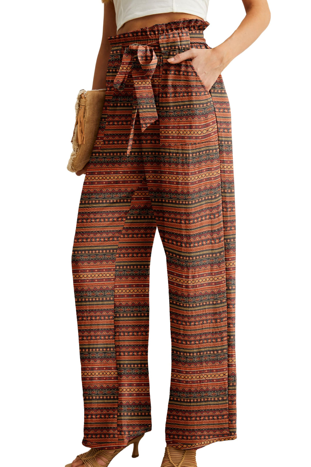 Iwollence Unique Adjustable Knot Palazzo Pants Women - Style 14