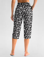 Viodia Women's 18" Plus-Size Modest Swim Capris Pants - Black Flower