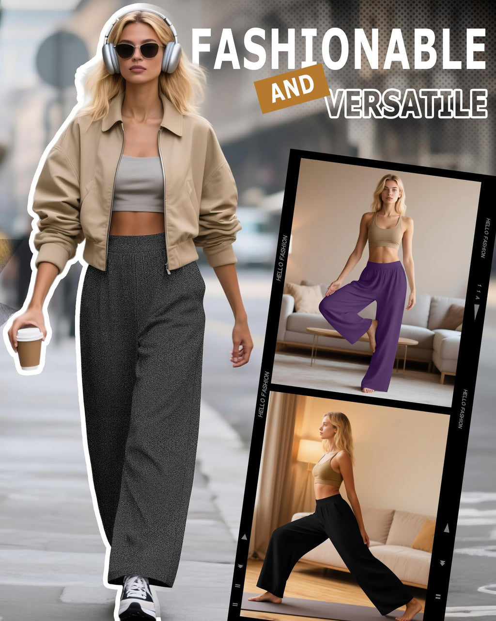 Huukeay 3 Pack Women's Lounge Pants Cozy Sweatpants Small Black Gray