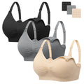 Angelhood Women's Seamless Sleep ,breastfeeding with Remove Pads Extenders Pack of 3 Nursing Bra
