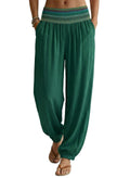 Dokotoo Womens Smocked Waist Baggy Cruise Vacation Resort Beach Pants XXL