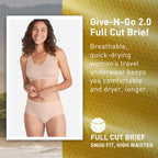 ExOfficio Women’s Give-N-Go 2.0 Full Cut Brief - Travel Underwear, Breathable, Durable, Easy to Clean, Whisper Pink, Small