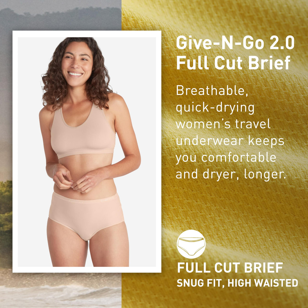 ExOfficio Women’s Give-N-Go 2.0 Full Cut Brief - Travel Underwear, Breathable, Durable, Easy to Clean, Whisper Pink, Small