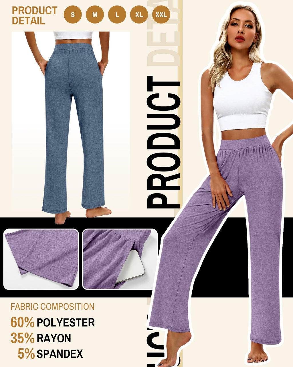 Huukeay 3 Pack Women's Lounge Pants Cozy Sweatpants Medium Gray Hazy