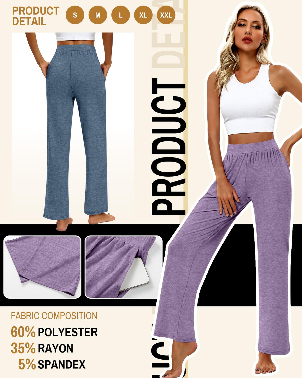 Huukeay 3 Pack Women's Lounge Pants Cozy Sweatpants Medium Gray Hazy