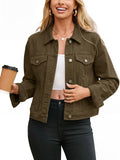 Glamaker Jean Jacket Women 2026 Long Sleeve Vintage Western Button Down Shacket Trendy Autumn Outfits With Pockets (olive XXL)