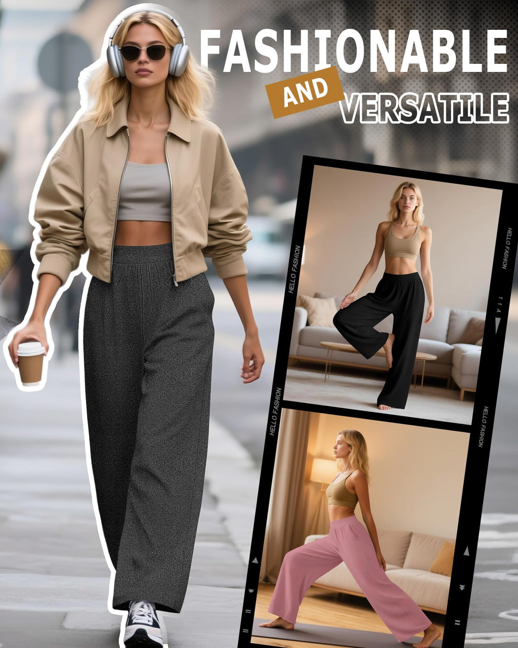 Huukeay 3 Pack Women's Lounge Pants Cozy Sweatpants Medium - Style 4
