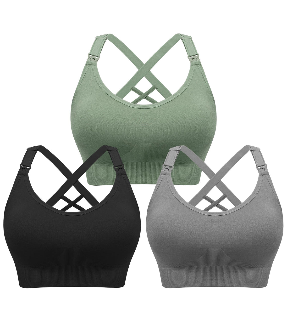 Women's Angelhood 3 Pack for Breastfeeding, Seamless Sports Low-impact Support Yoga for Pregnancy, X-large Nursing Bra