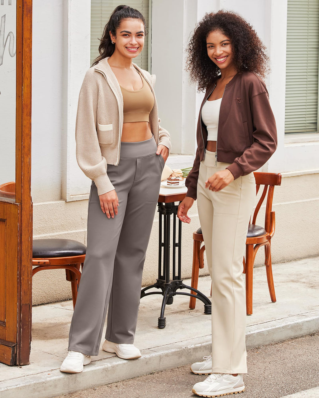 G4free Wide-Leg Pants For Women With Pockets Stretch Black S Regular
