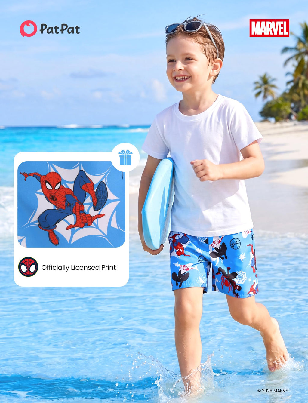 Disney Marvel Spiderman Little Boys Rash Guard Swim Trunks Compression Summer Swim Shorts Kids Swimsuit Blue Swimwear UPF 50+Swimming Trunk Surf Bathing Suit Pool Party Playwear Board Short 4-5 Years