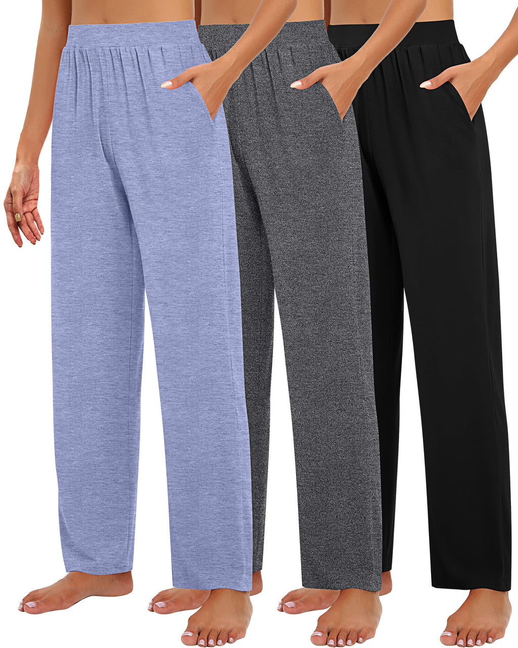 Huukeay 3 Pack Women's Lounge Pants Cozy Sweatpants Small - Style 5