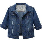 Hixiaohe Spring Summer Jean Jacket For Women Trendy Half Sleeve Button Down Short Denim Retro Cropped Trucker Coat - Dark-blue