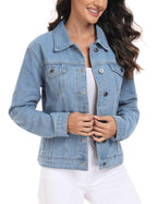 Miss Moly Women's Denim Jacket Classic Button Up Jean Light Blue 2xl