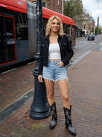 Luvamia Denim Jacket Black Jean Women Concert Outfits For - Always